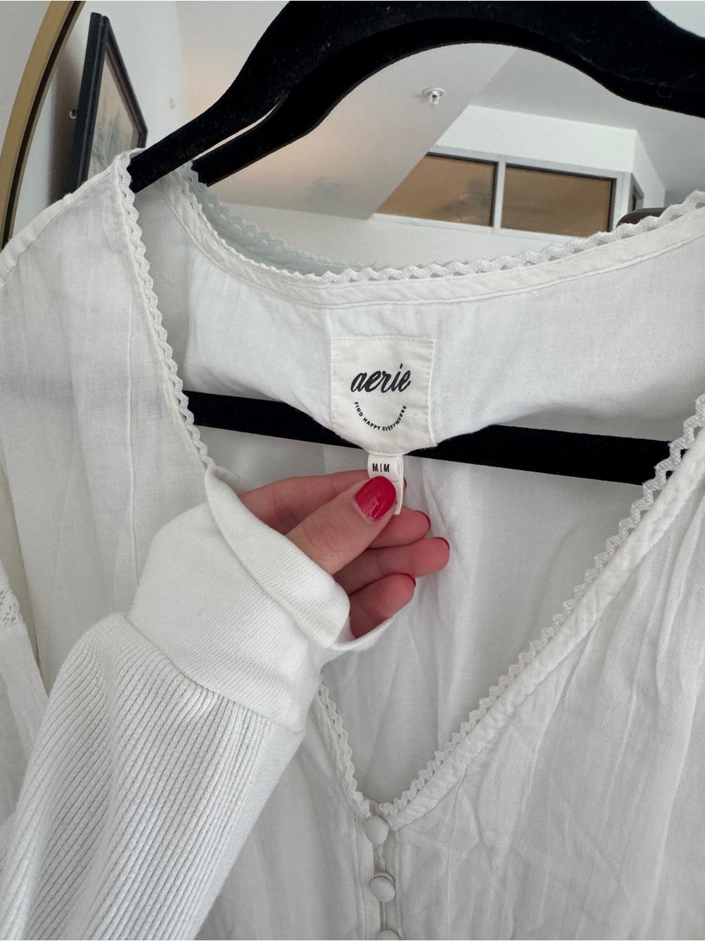 Aerie White Quarter Sleeve Ruffle Mini Dress - Picture 3 of 6